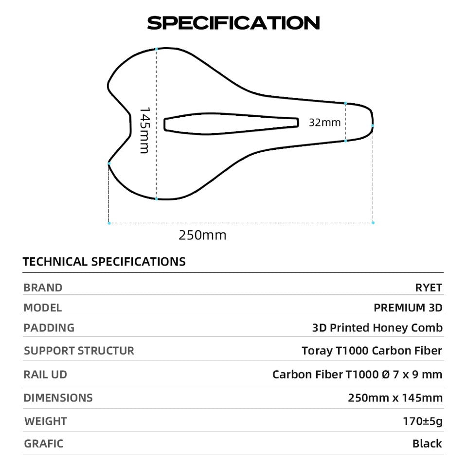 RYET / PREMIUM 3D カーボンサドル